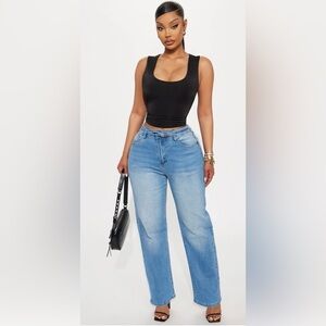 Keep Them Guessing Belted Straight Leg Jeans - Medium Wash